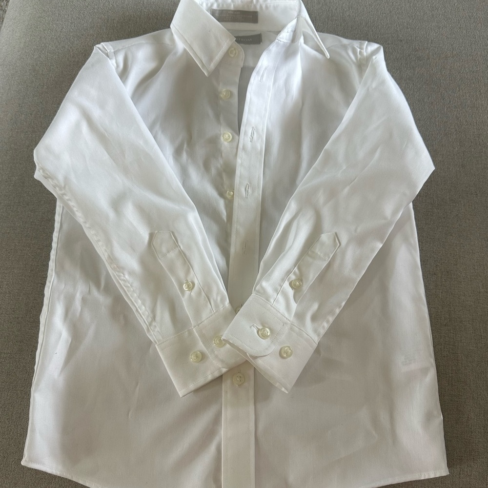 Boys White button up long sleeve shirt